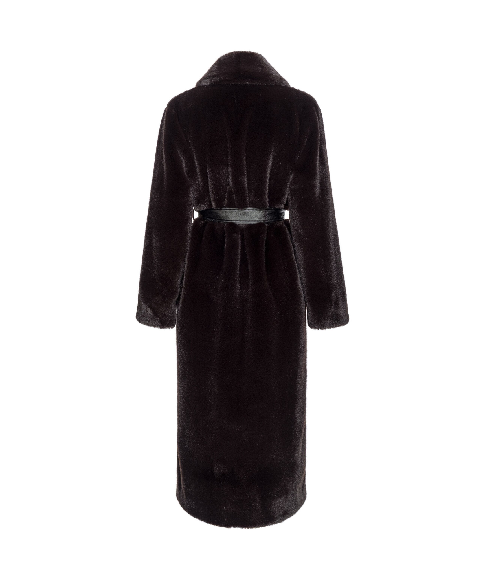 Shop Pinko Belted Faux-fur Coat In Black