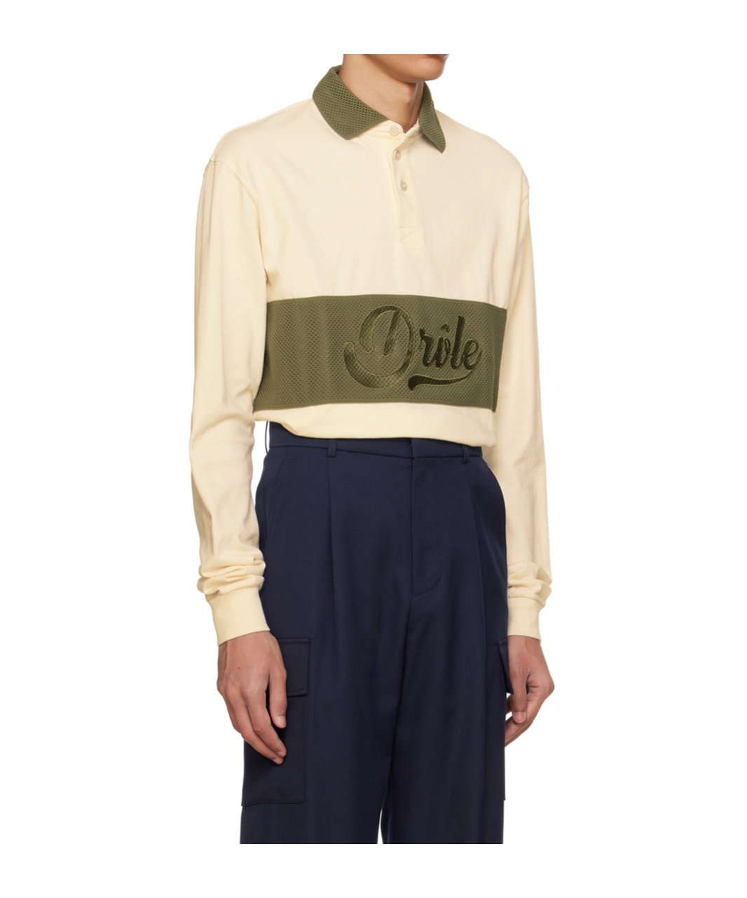 Drôle De Monsieur 'le Polo Drôle' Long-sleeved Polo Shirt In Nude