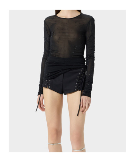 Blumarine Crystal-embellished T-shirt In Black