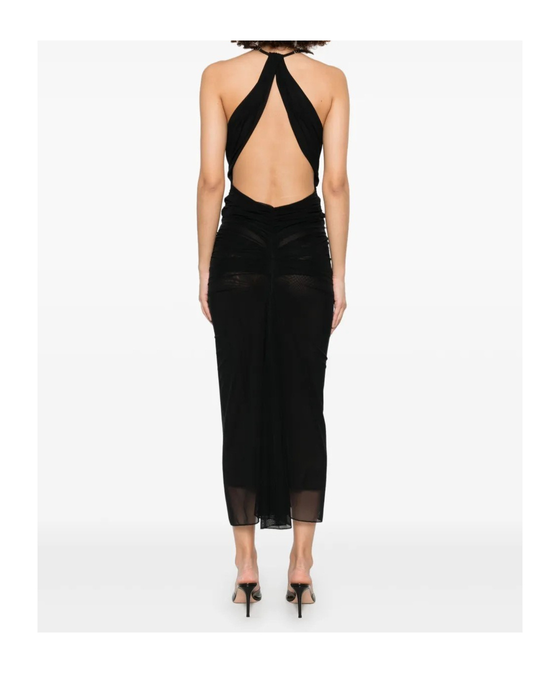 Mugler Ruched Maxi Dress In Black