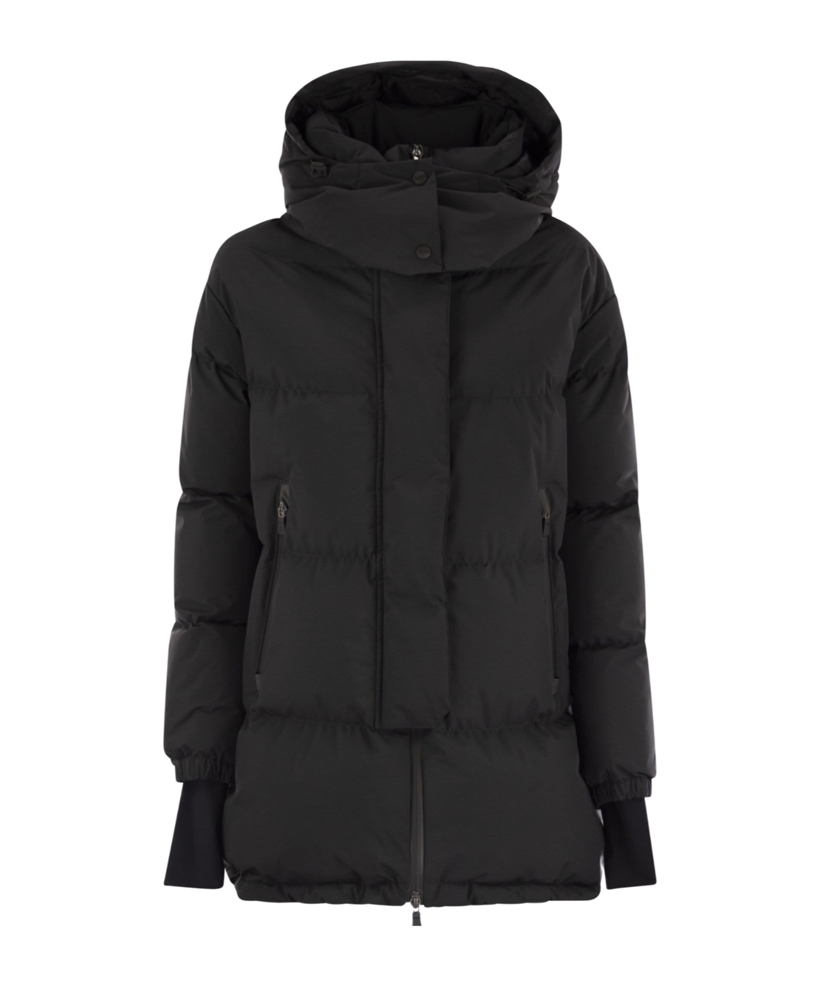 Herno Women Medium 2-layer Hooded Down Jacket In Black