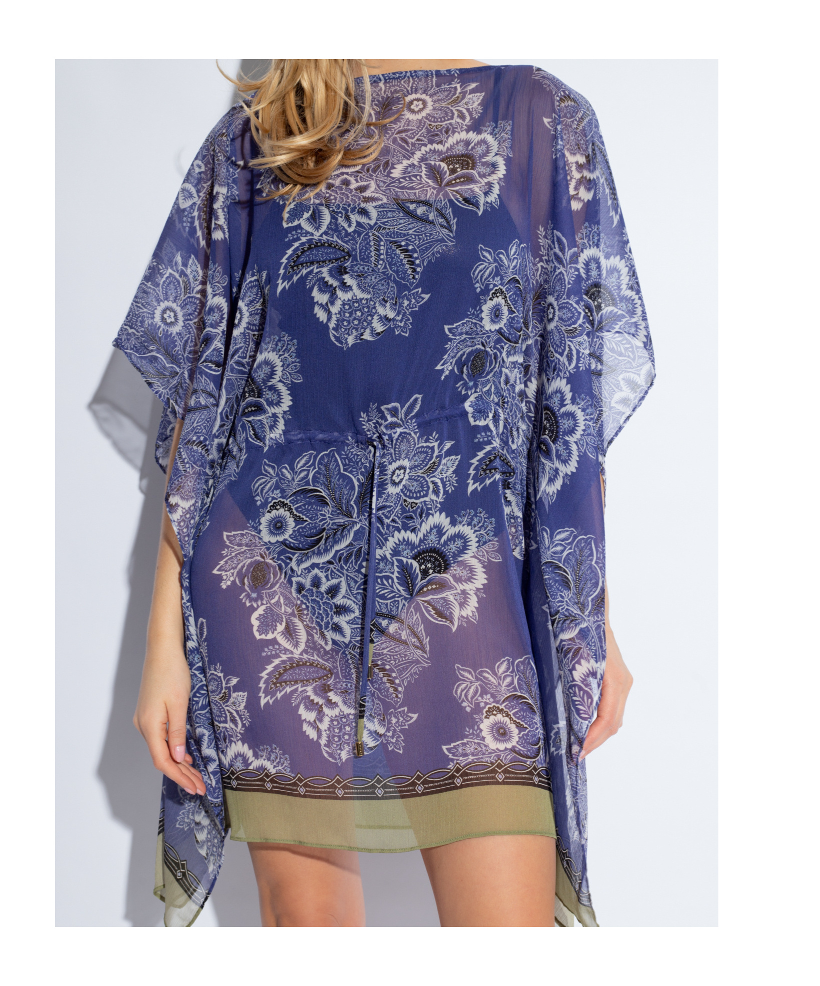 ETRO ETRO FLORAL PRINTED SEMI-SHEER KAFTAN DRESS
