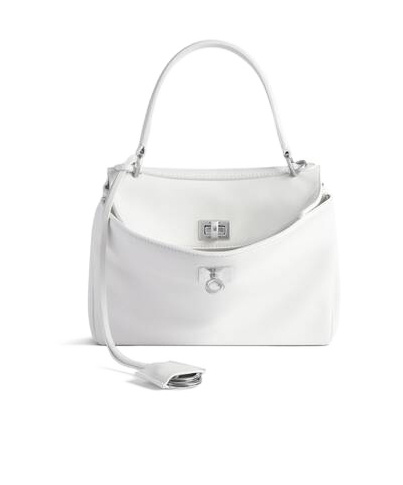 Balenciaga Mini Rodeo Leather Top Handle Bag In White