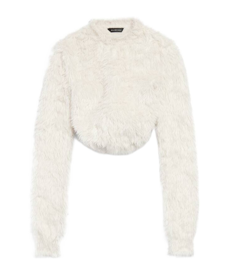 Balenciaga Cropped Jumper In White