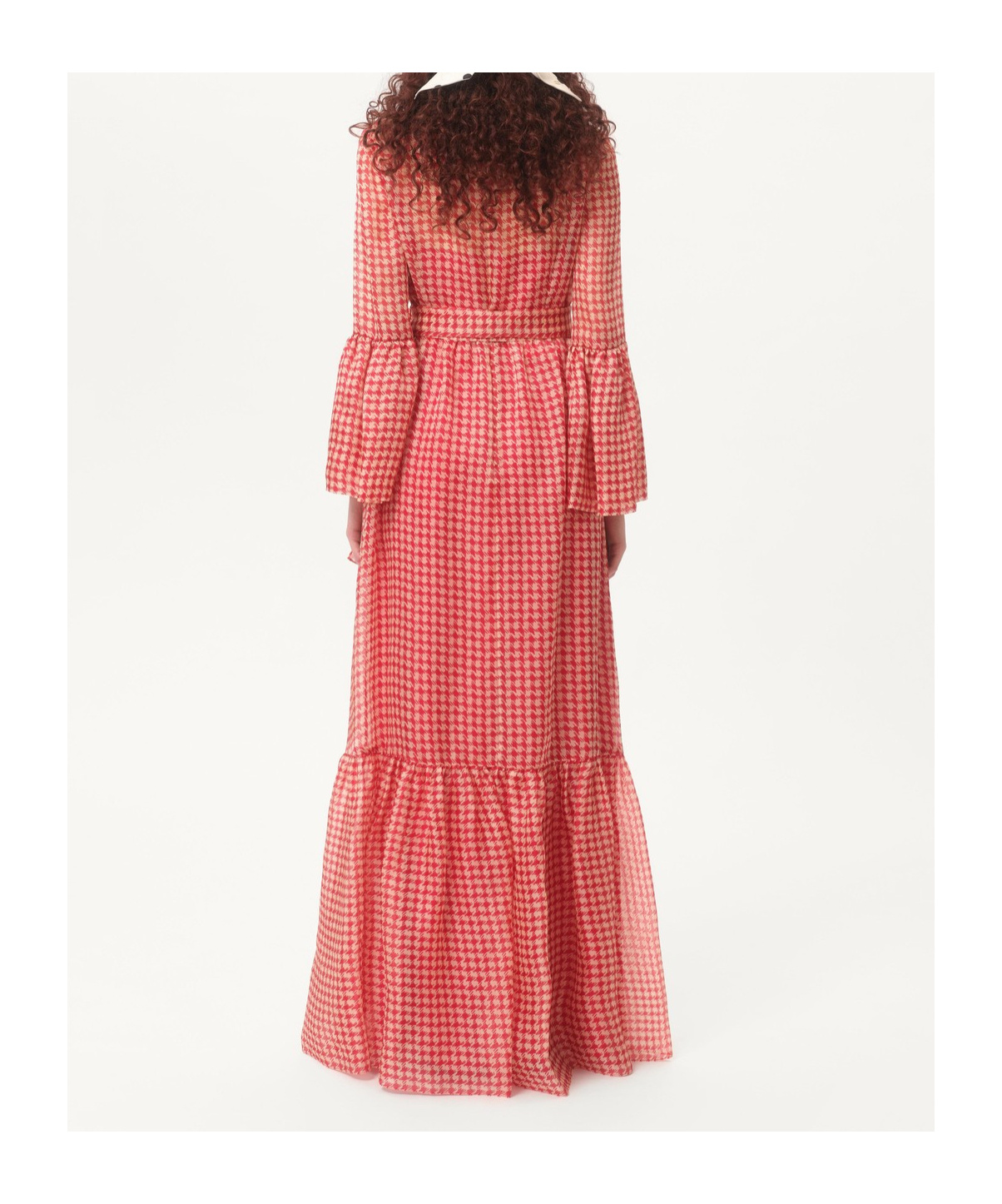 Valentino Houndstooth-pattern Maxi Dress In Pink
