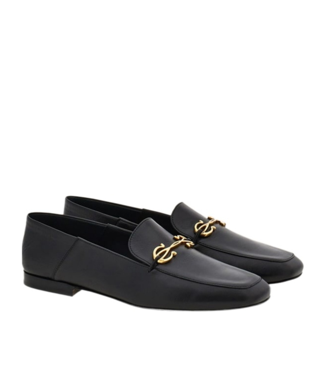 Ferragamo Round-headed Loafers In Black