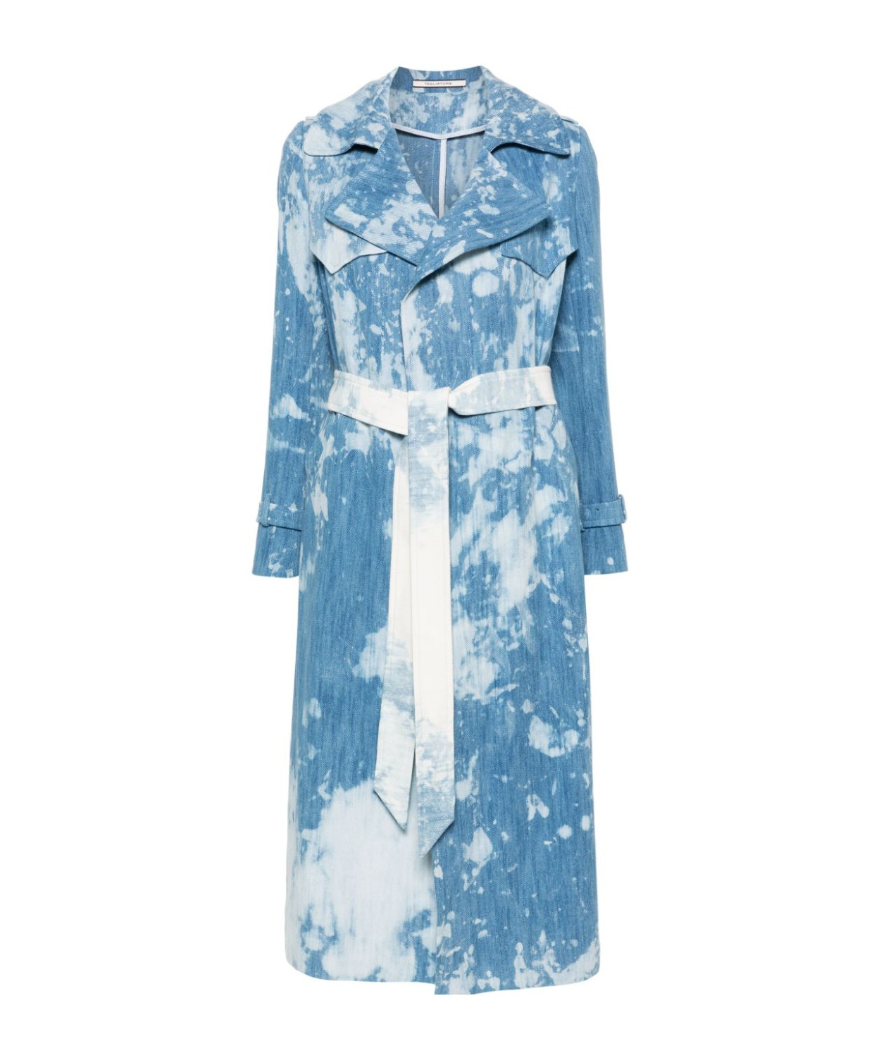 Shop Tagliatore Denim Trench Coat In Blue