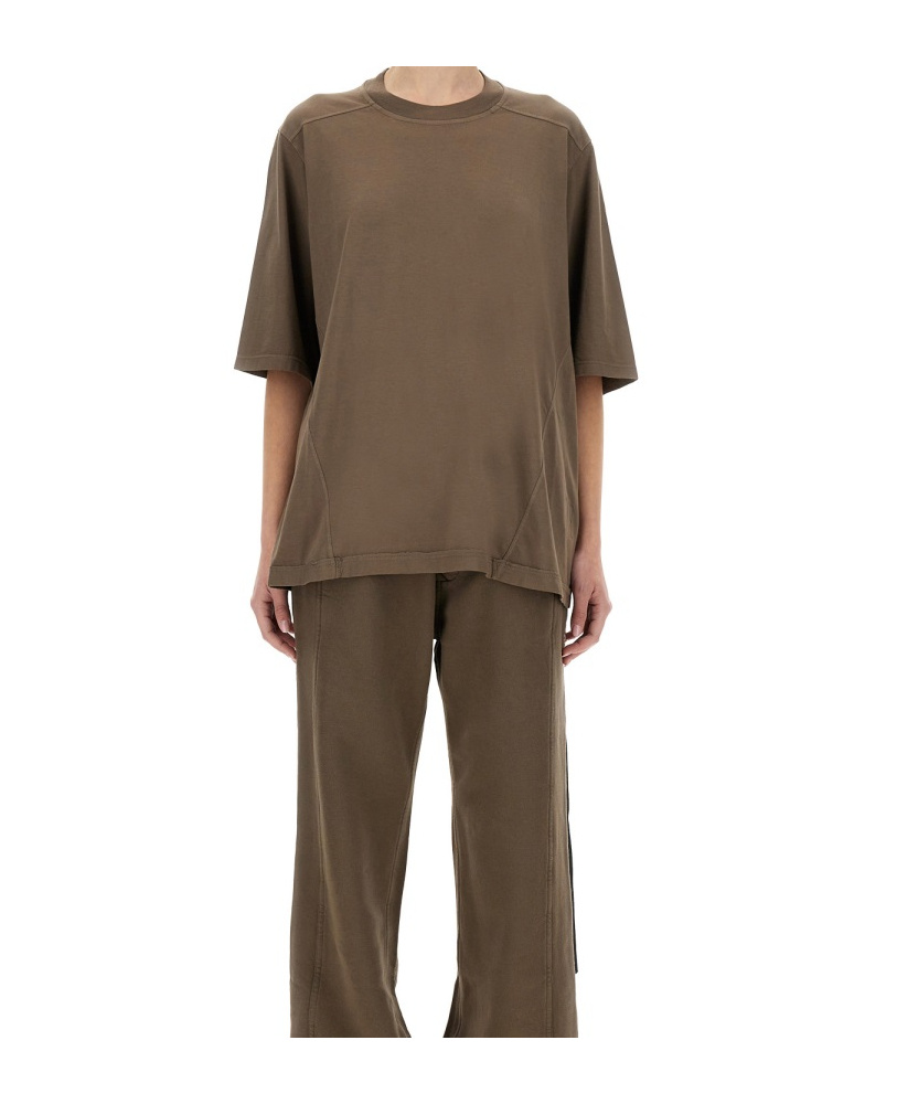 Rick Owens Drkshdw Crew Neck Oversize Fit Relaxed T-shirt In Green