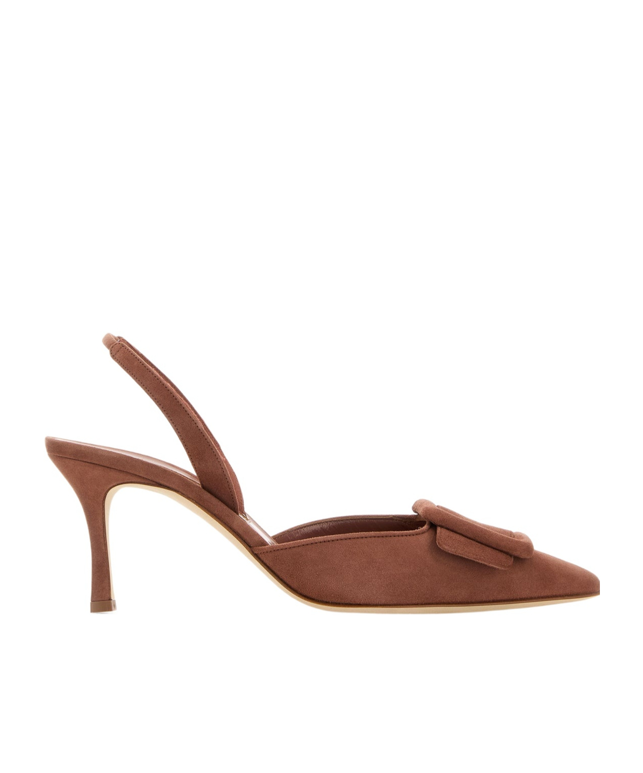 Manolo Blahnik Dark Pink Suede Maysli Pumps In Brown