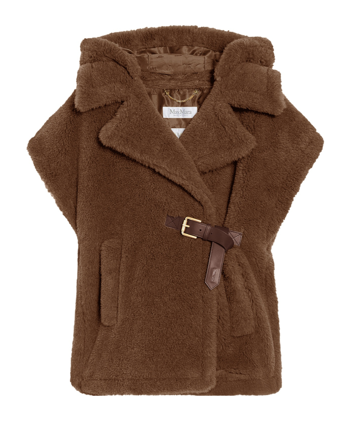 Shop Max Mara Belted Short-sleeved Jacket In Brown