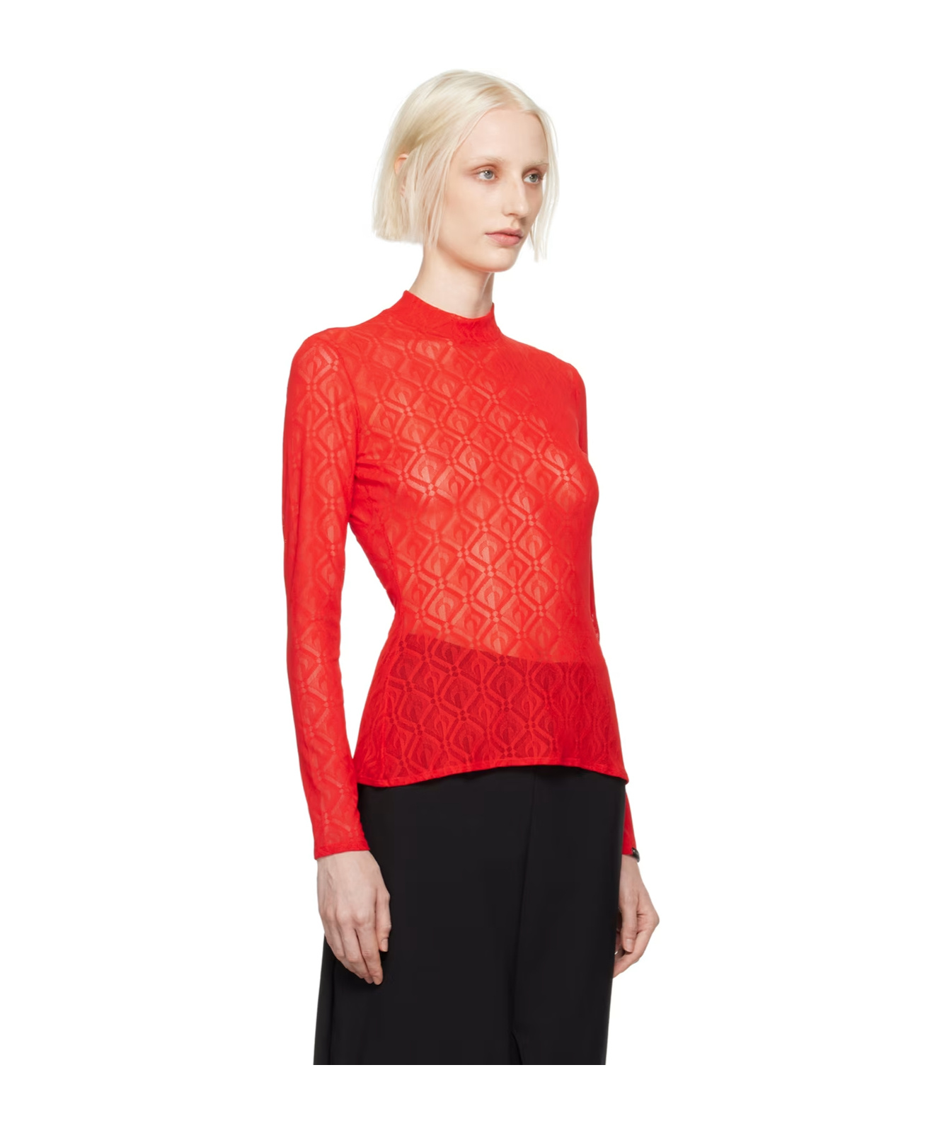 Marine Serre Red Moon Diamond Long Sleeve T-shirt In Black