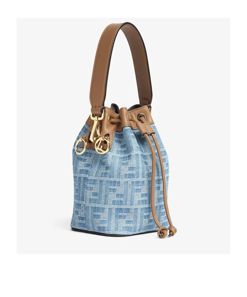 Fendi Drawstring Cross Body Bucket Bag In Blue