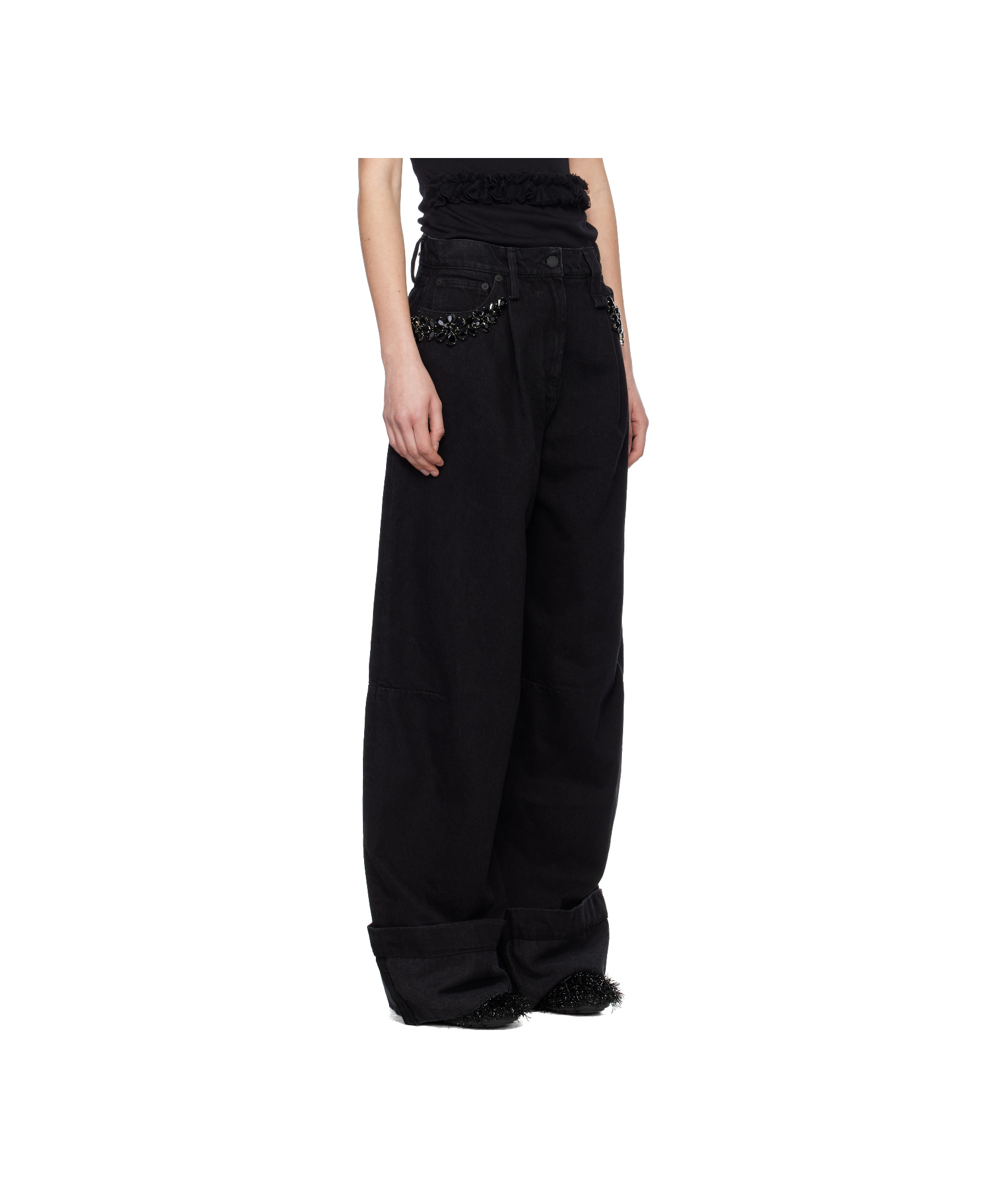 Simone Rocha Crystal Decorated Jeans Leggings