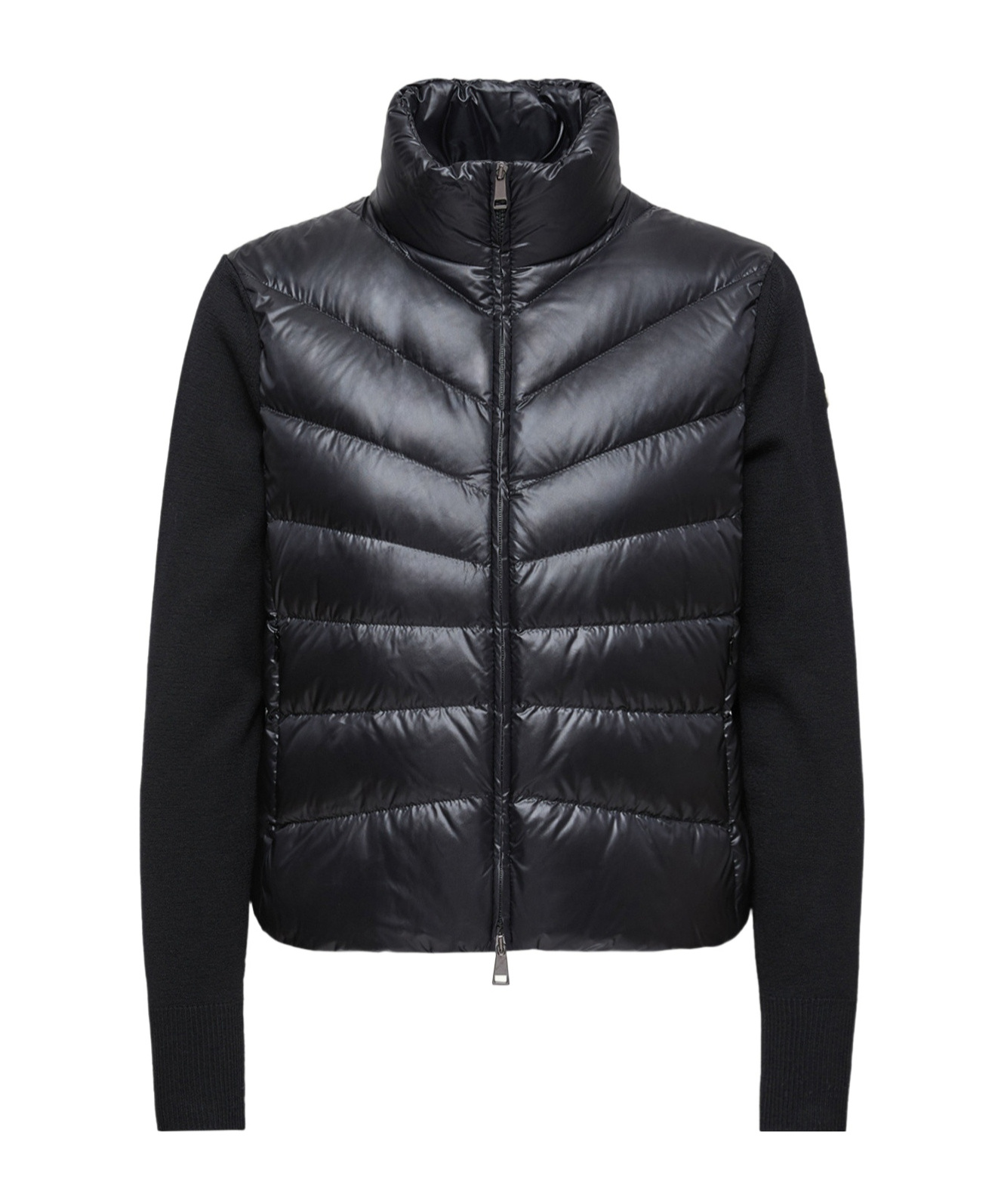Moncler Padded Wool Cardigan In Black