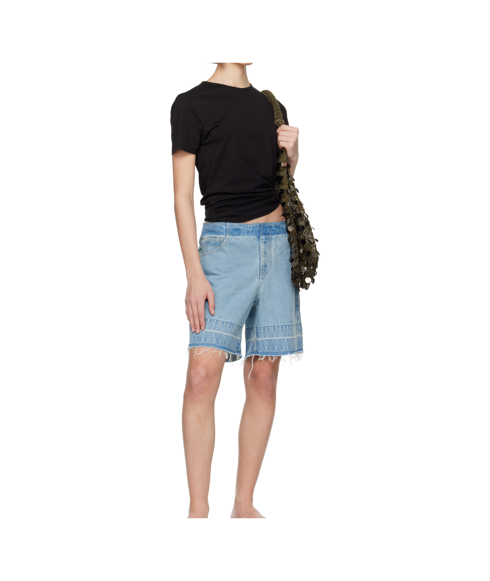 Christopher Esber Orbit Cotton Jersey Crop Top In Black