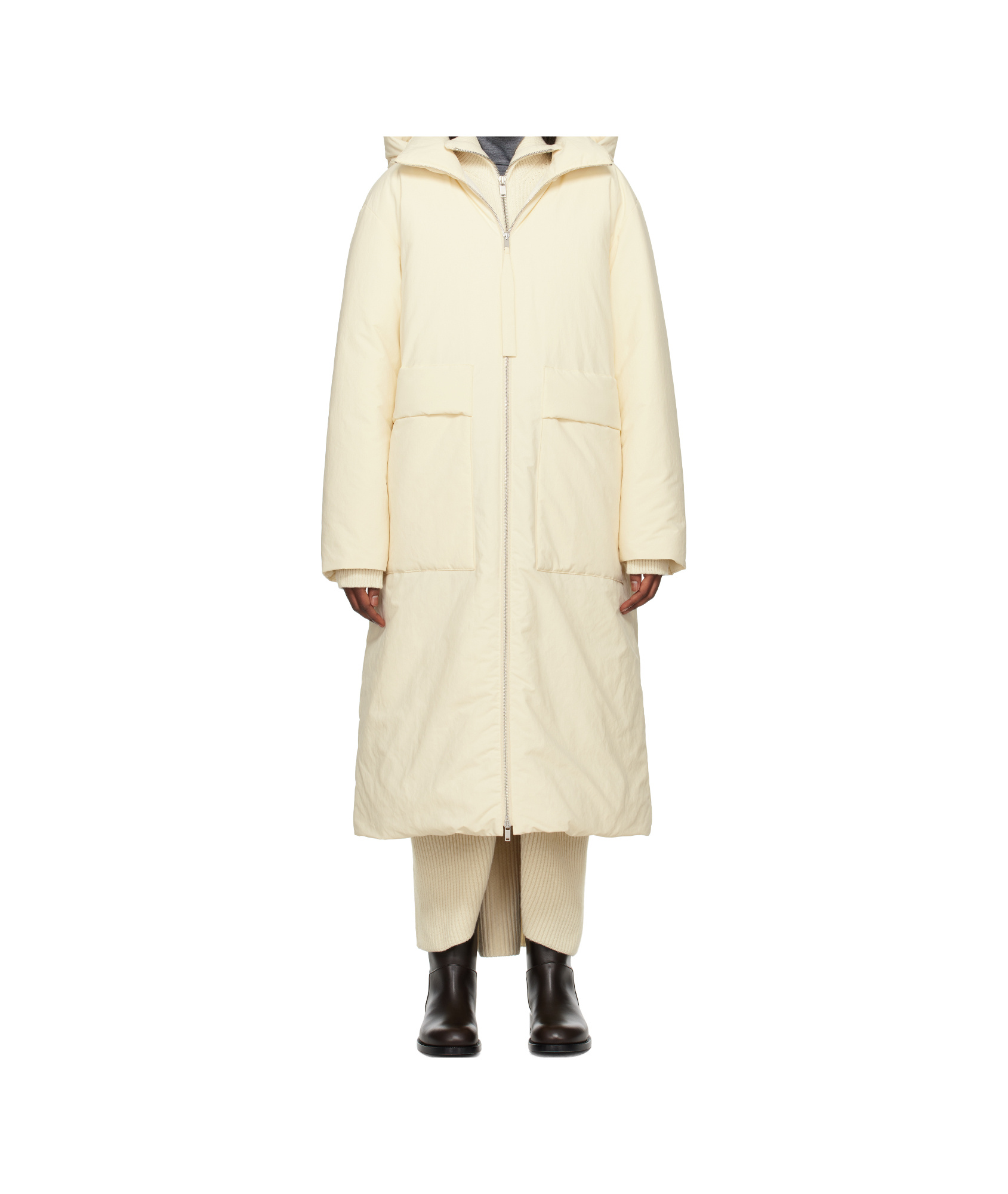 Jil Sander Off-white 156 Down Coat In Nude