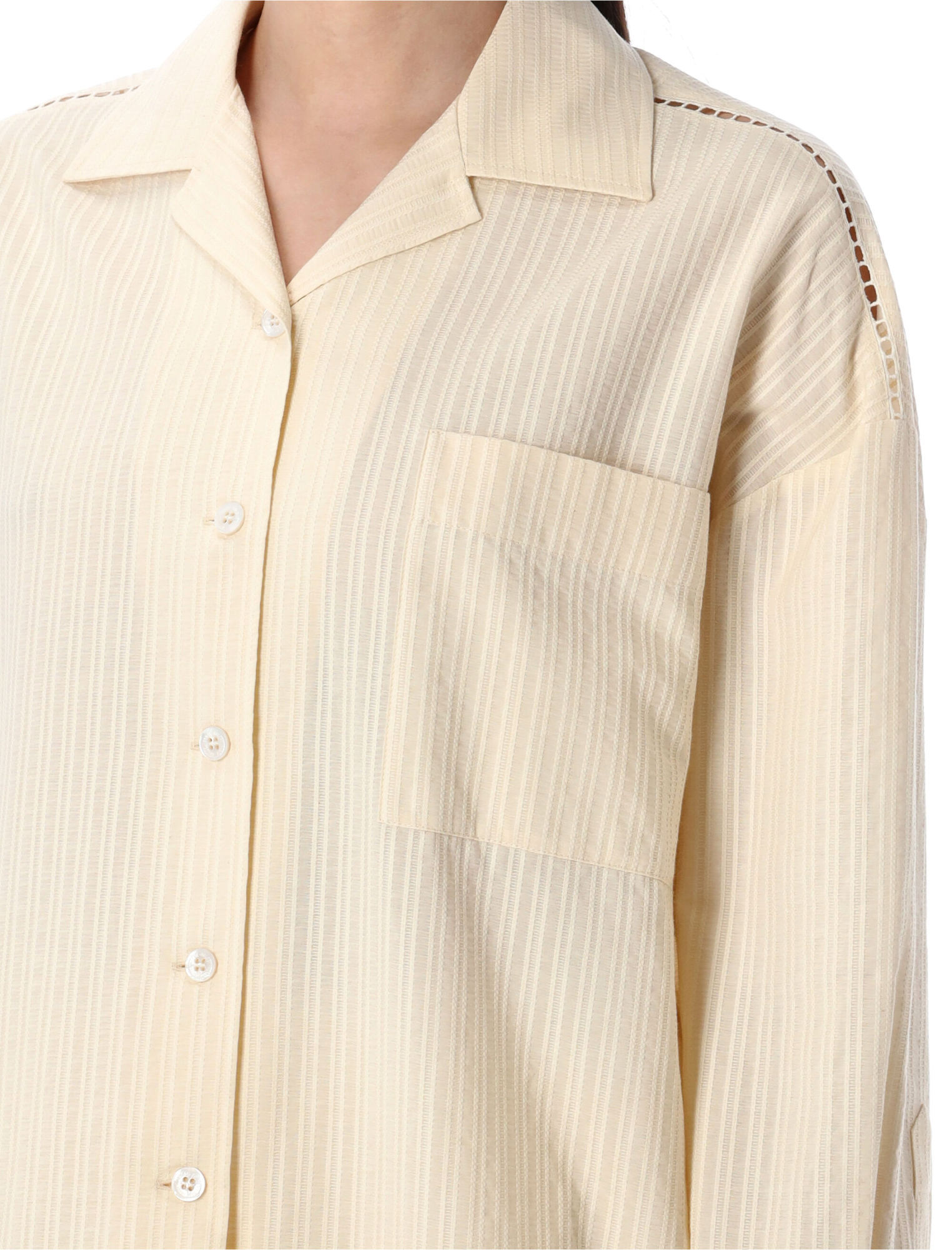 Golden Goose Texture Stripe Oversize Button-up Shirt In Nude