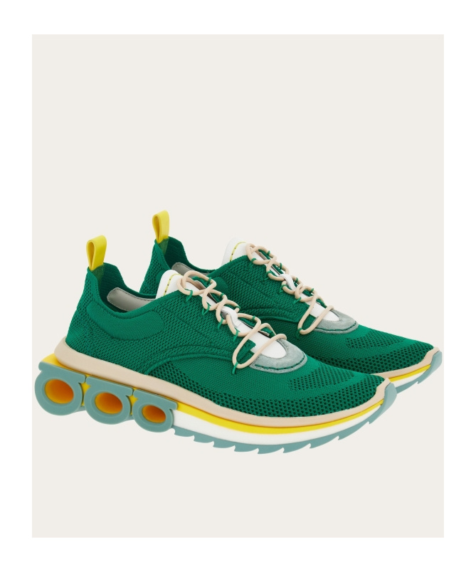 Ferragamo Colour-block Chunky Sneakers In Green