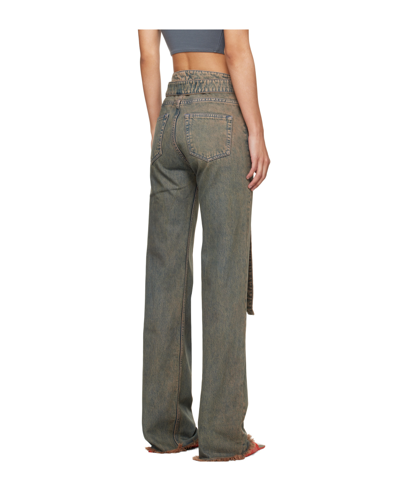 Jade Cropper Wrap Belt Straight-leg Jeans