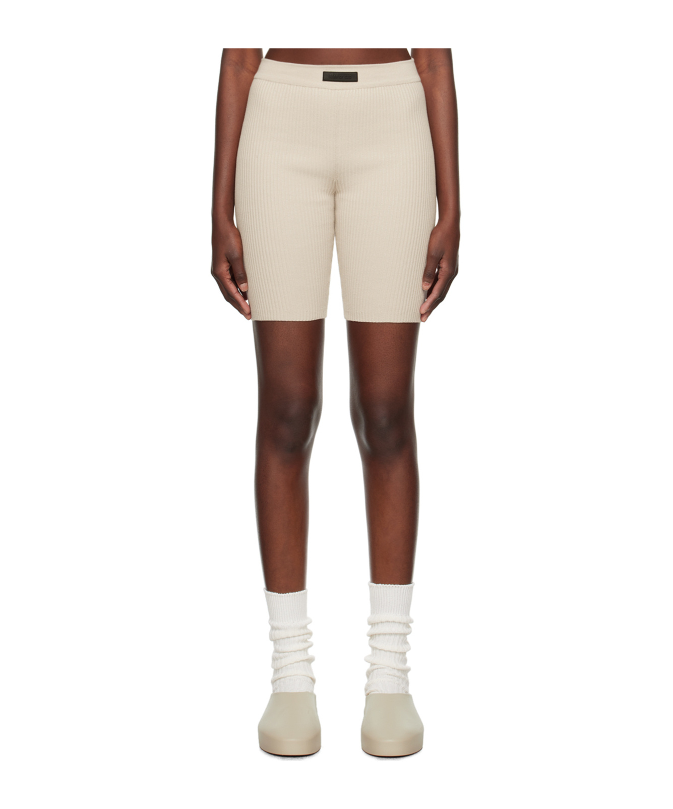 Essentials Taupe Patch Shorts In Nude