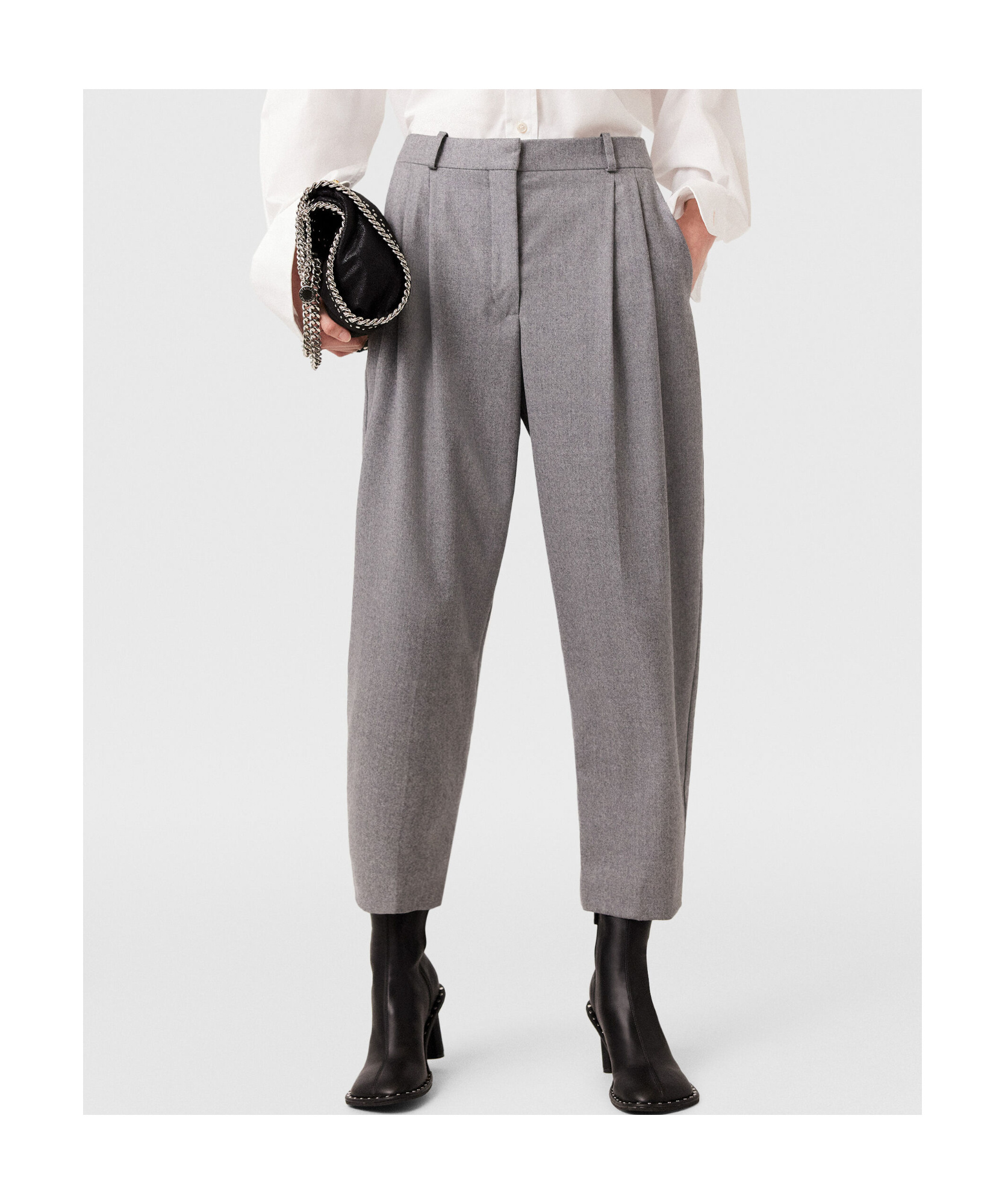 Stella Mccartney Pleated High-rise Wool Pants In Gray