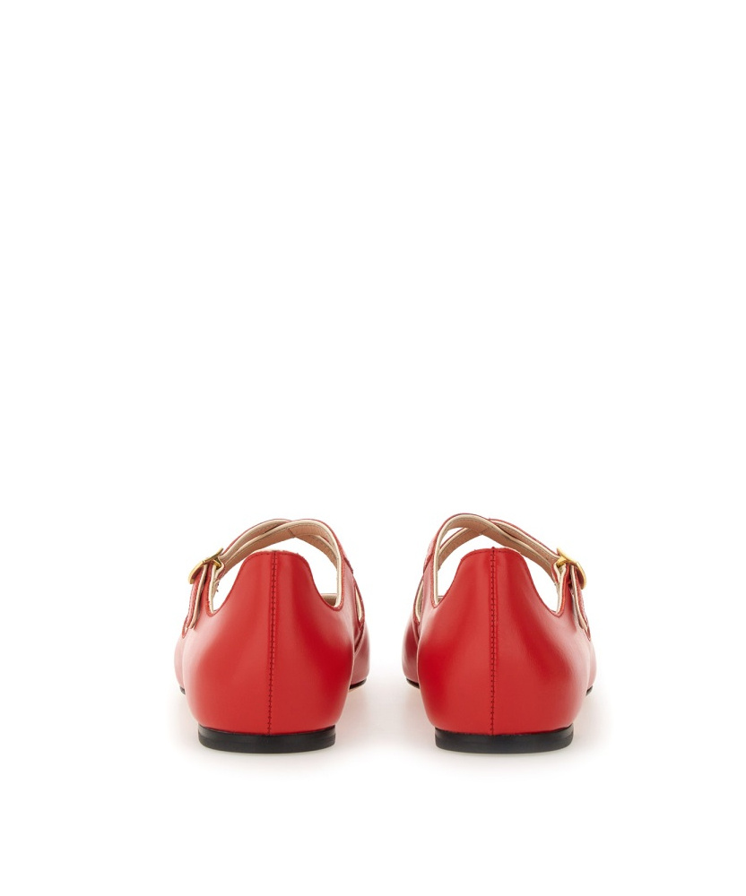 Bally Beliska Cross-strap Leather Ballet Flats In Red