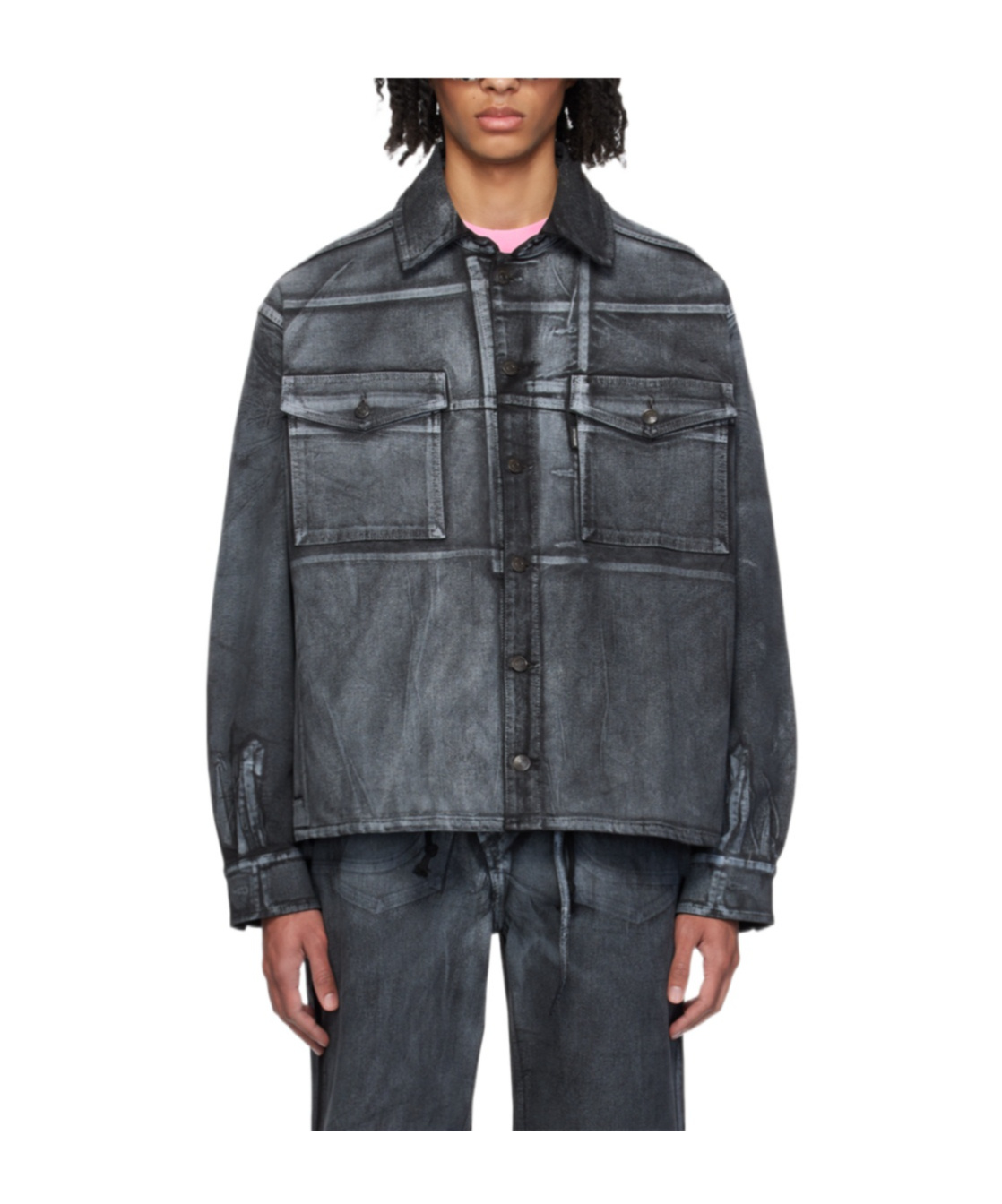 Ottolinger Printed Denim Jacket In Black