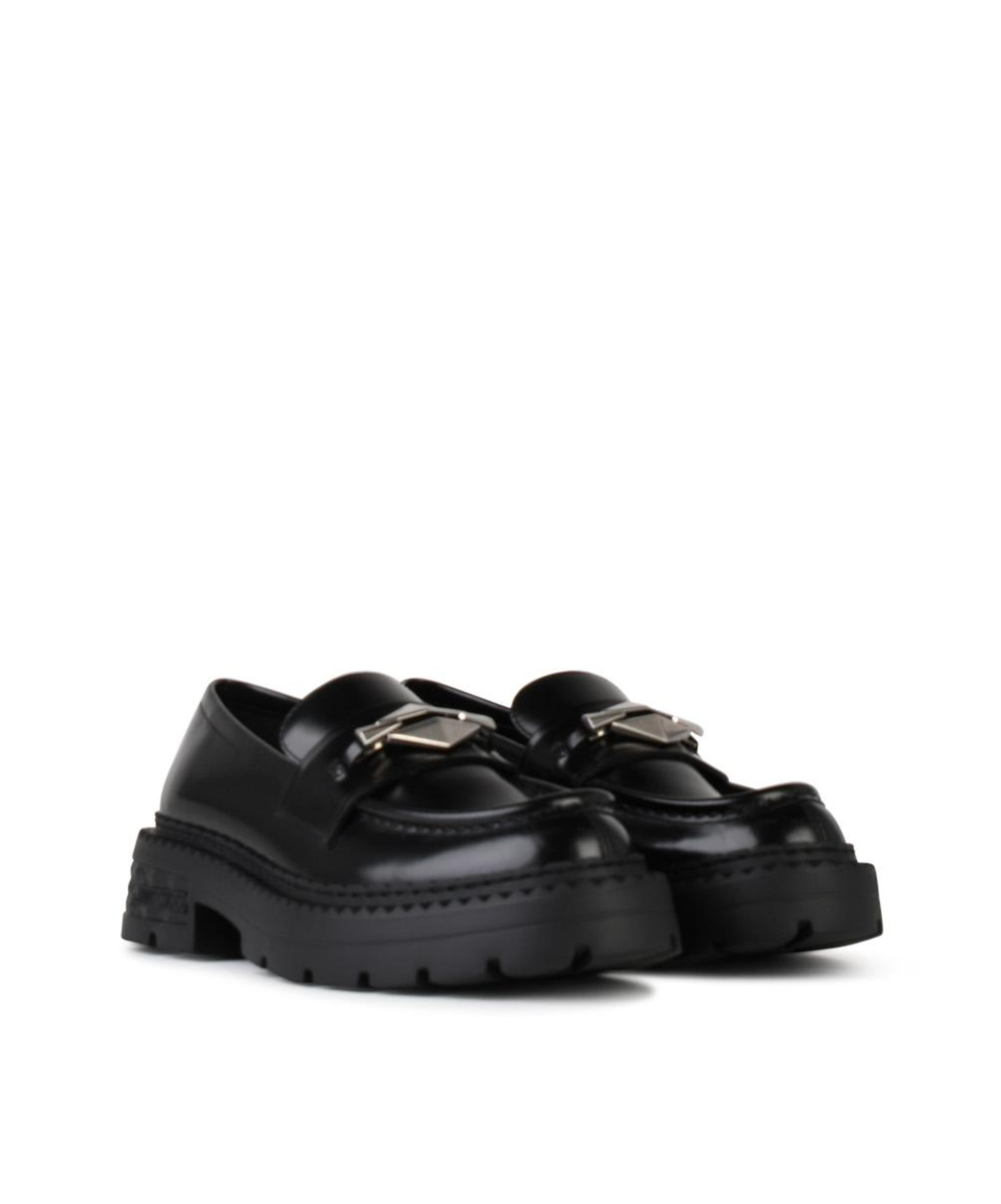 Shop Jimmy Choo Round Head Loafer Shoes In Black