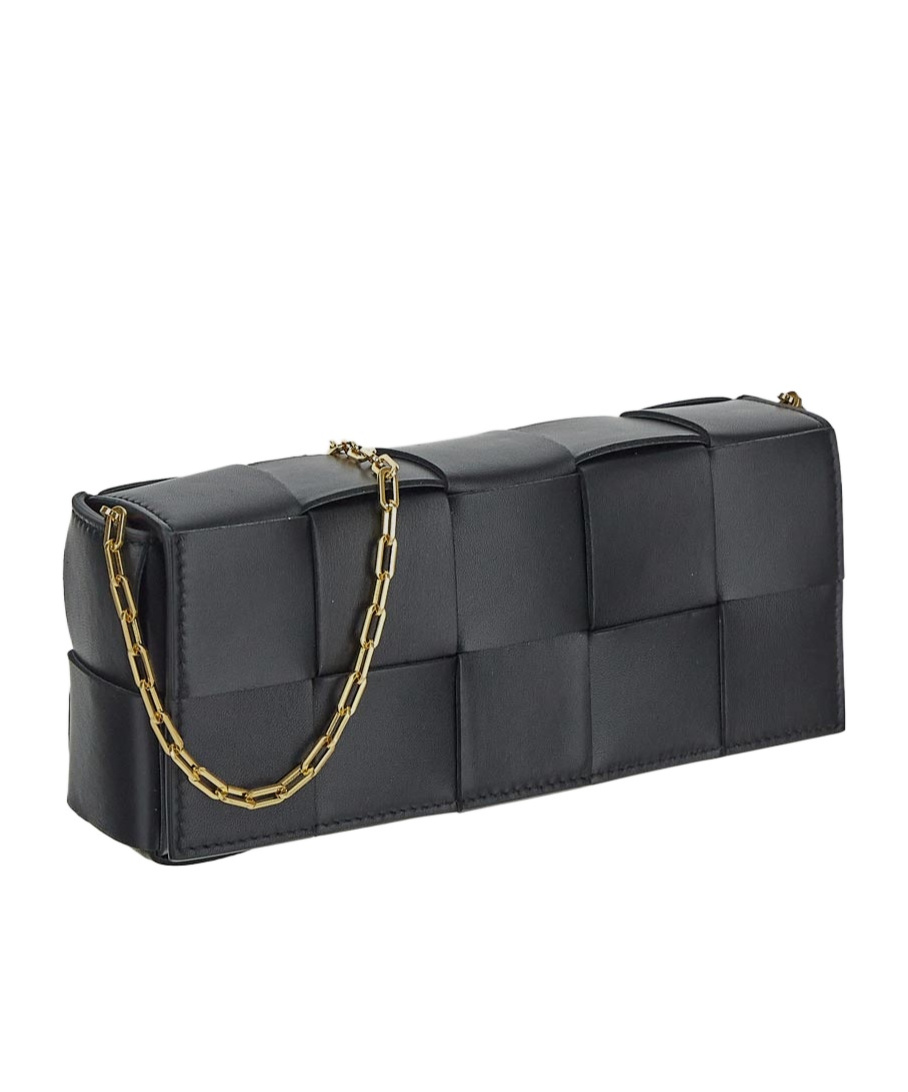 Bottega Veneta Mini Intrecciato Chain Bag In Black
