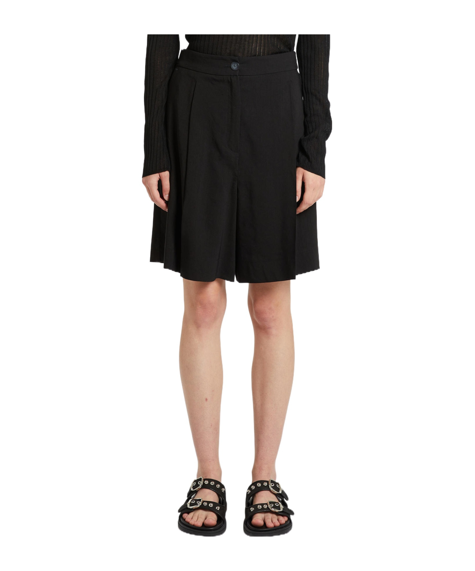 Marella Stretch Viscose And Linen Bermuda Shorts