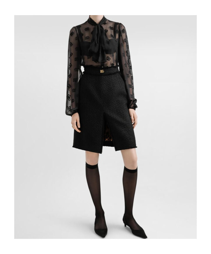 Dolce & Gabbana Logo-jacquard Shirt In Black