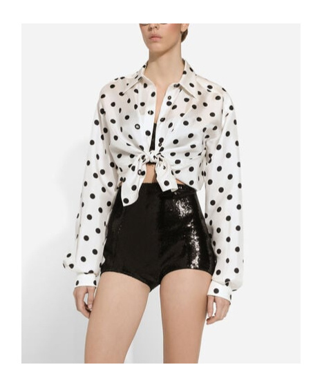 Shop Dolce & Gabbana Polka-dot Silk Shirt In White