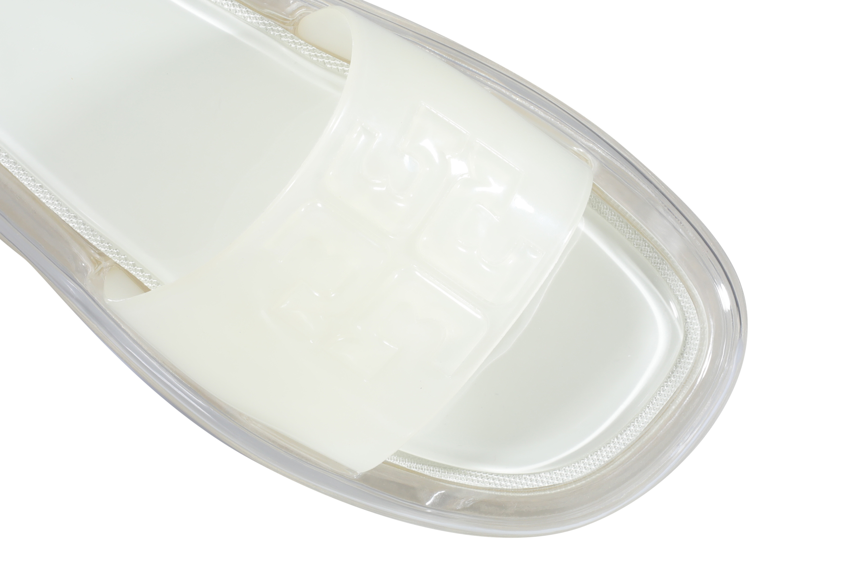 Tory Burch Transparent Sole Slides In White