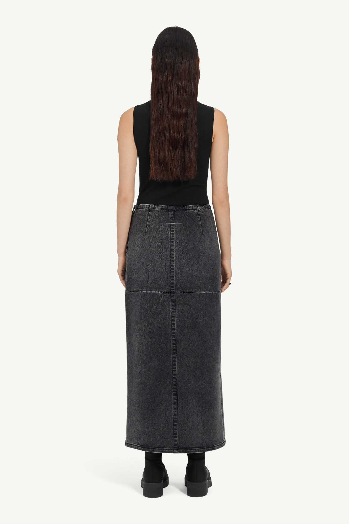 Shop Mm6 Maison Margiela Long Denim Skirt In Black