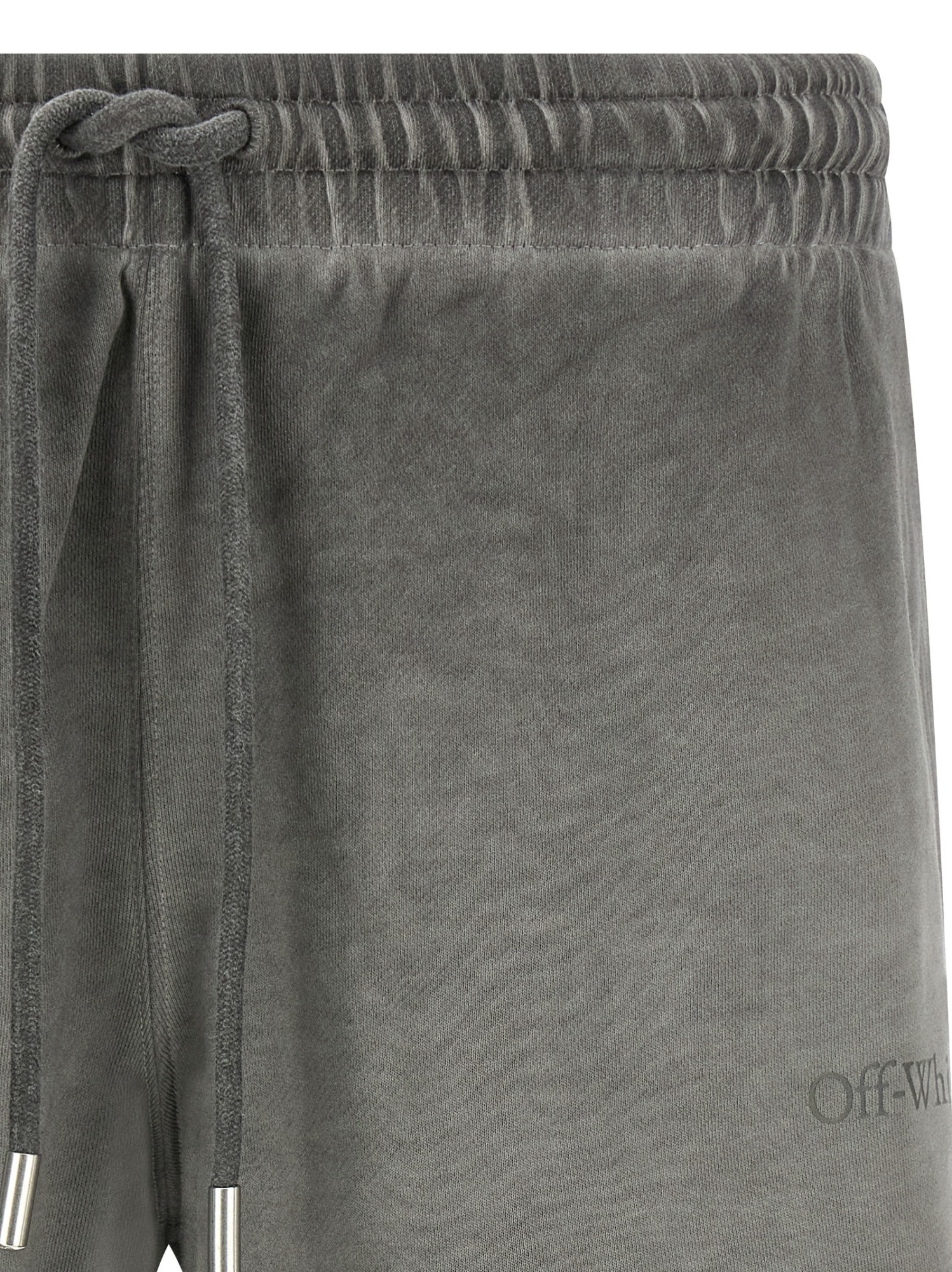 Off-white Off White Logo Embroidered Drawstring Shorts In Gray