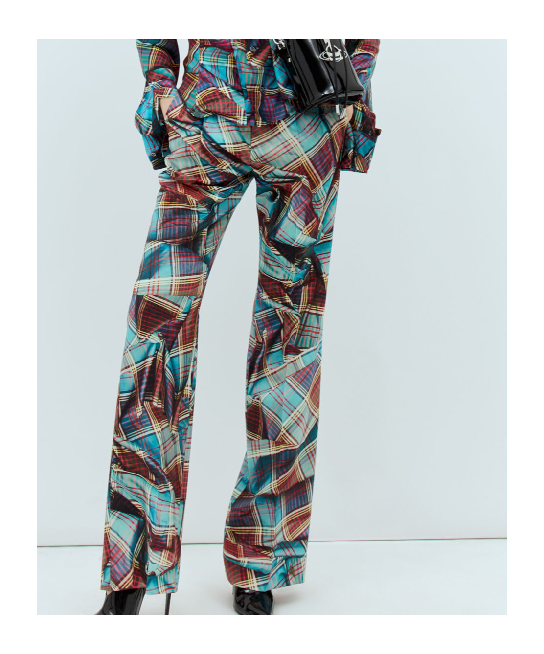 Vivienne Westwood W Ray Trousers Wool Multi Tartan Pattern 46 Women In Blue
