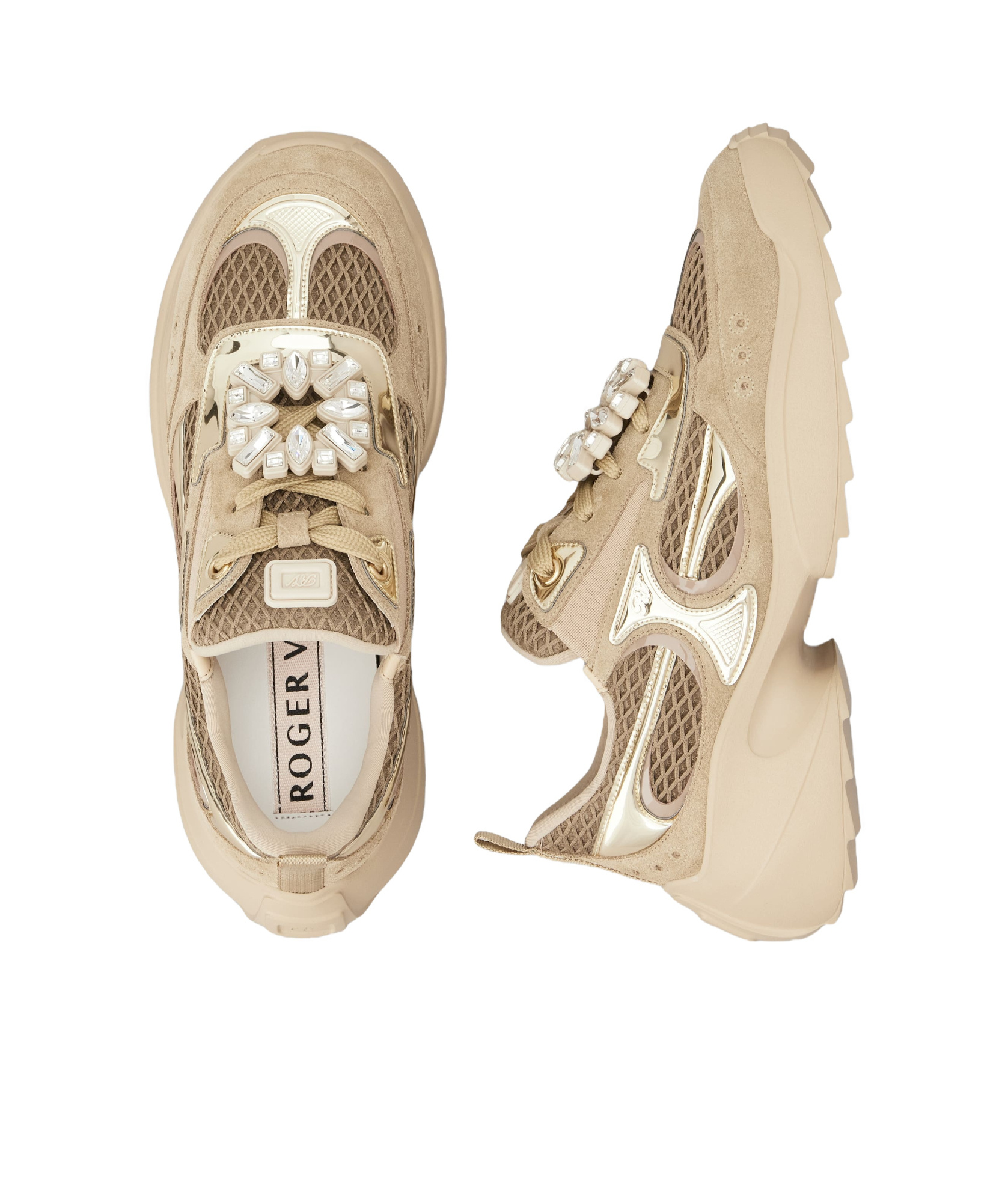 Roger Vivier Viv' On The Run Sneakers In Gold