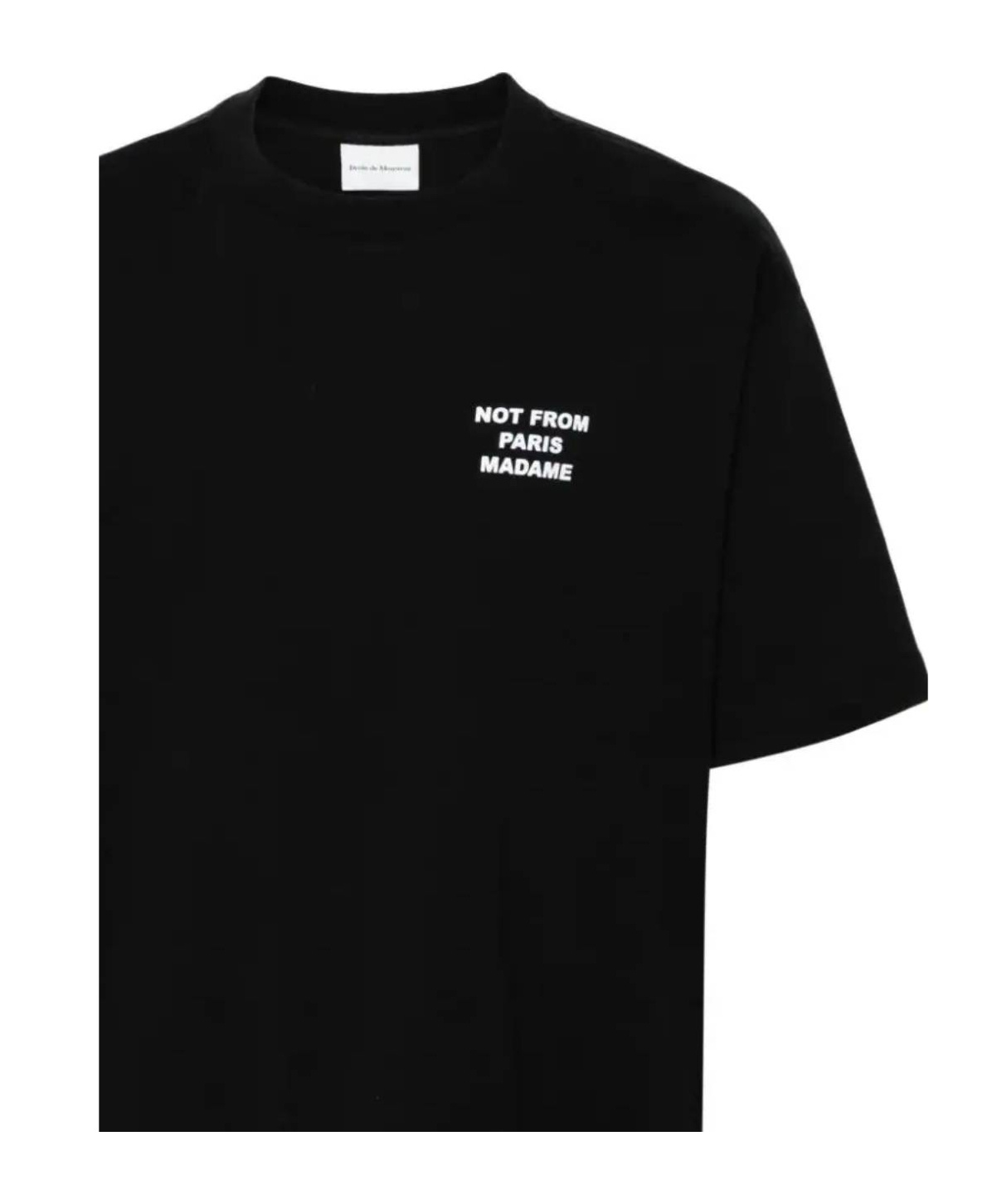 Drôle De Monsieur Black Crewneck T-shirt With Slogan Print On The Front And Back In Black
