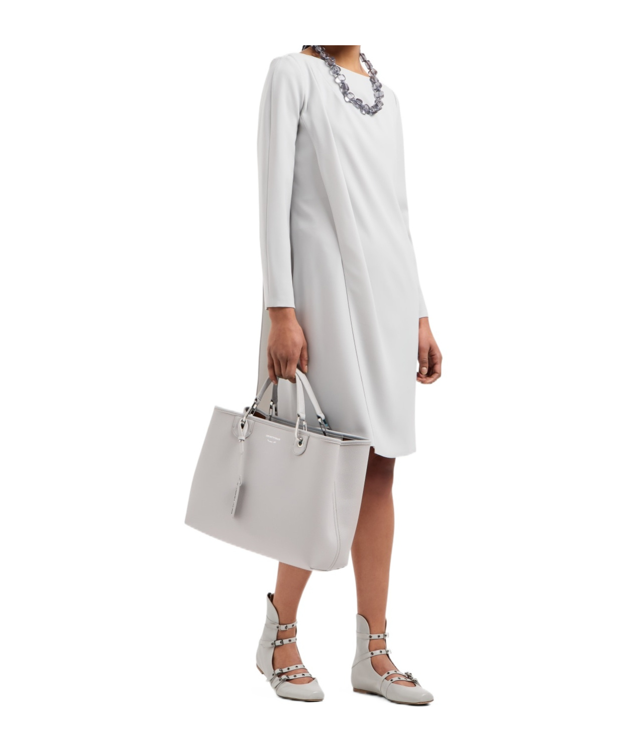 Shop Emporio Armani Panel-detail Cady-texture Mini Dress In White