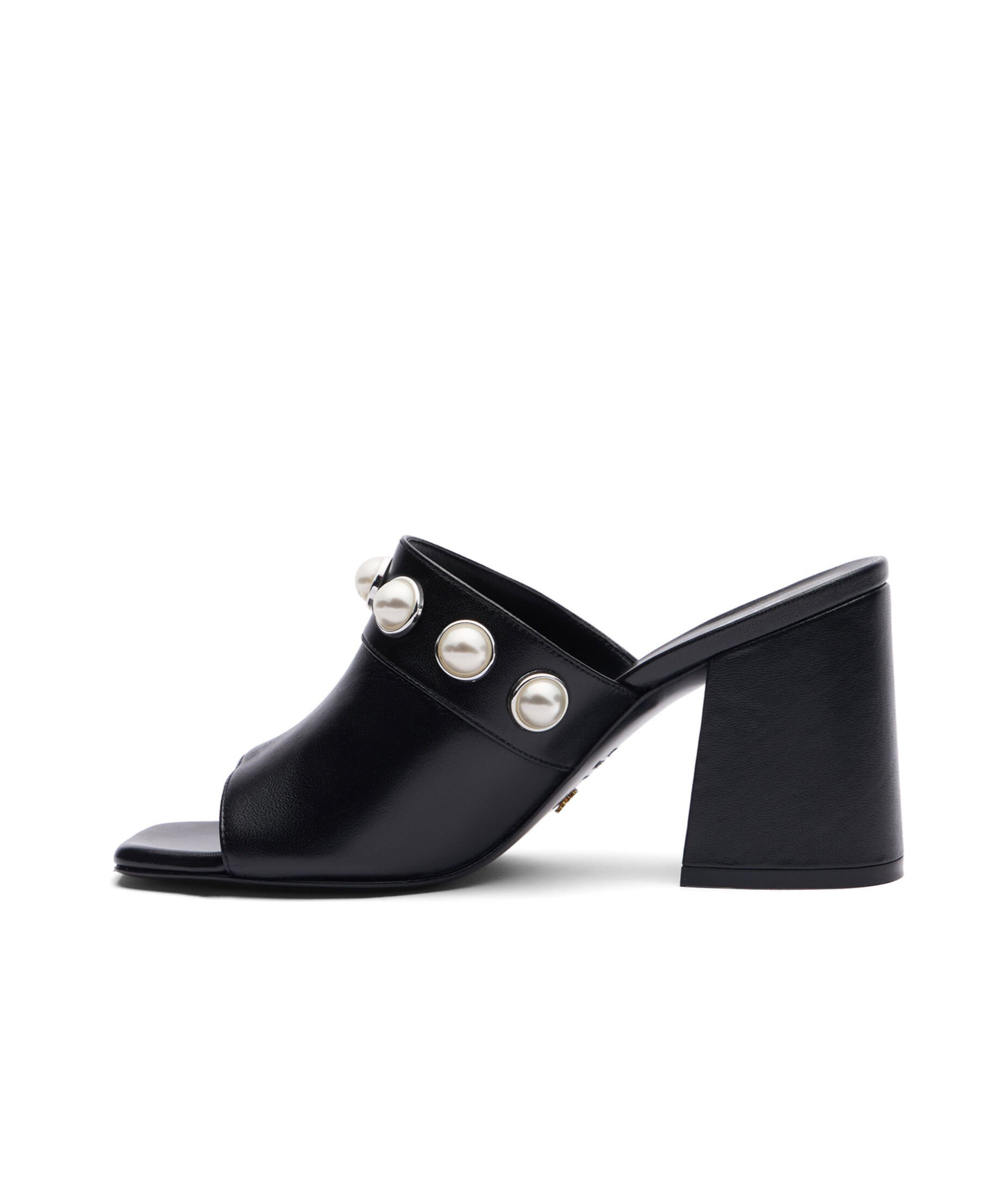 Stuart Weitzman Square-headed High-heeled Slippers In Black