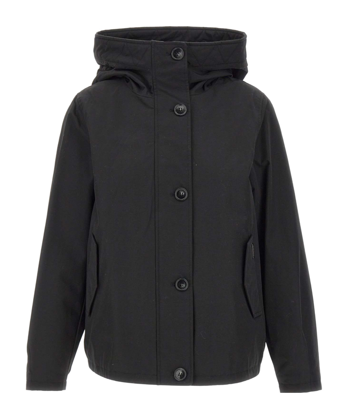 Woolrich Quilted Hooded Jacket In Black