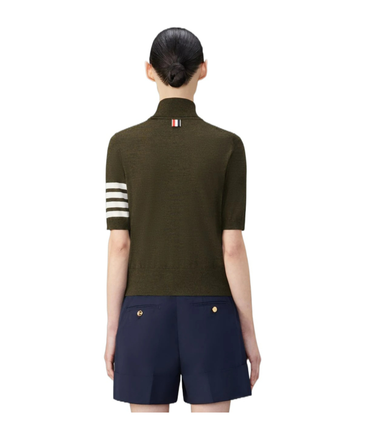 Thom Browne 4-bar High-neck Knitted Top In Black
