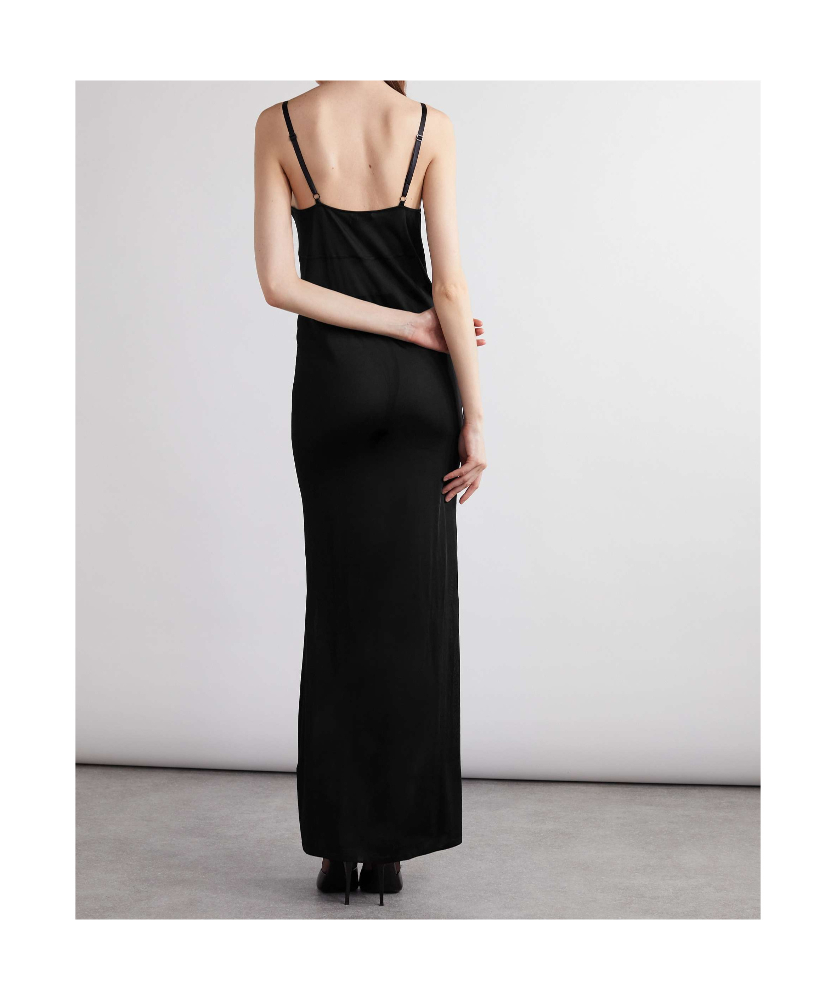 Saint Laurent Plain Jersey Extra-long Dress In Black