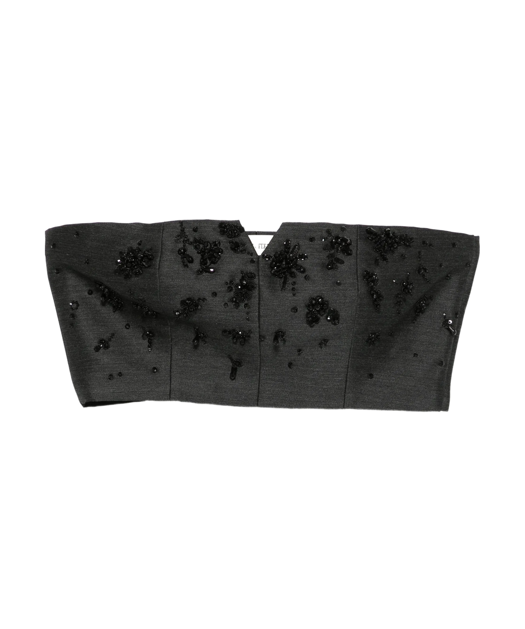 Alberta Ferretti Bead-embellished Bustier Top In Black