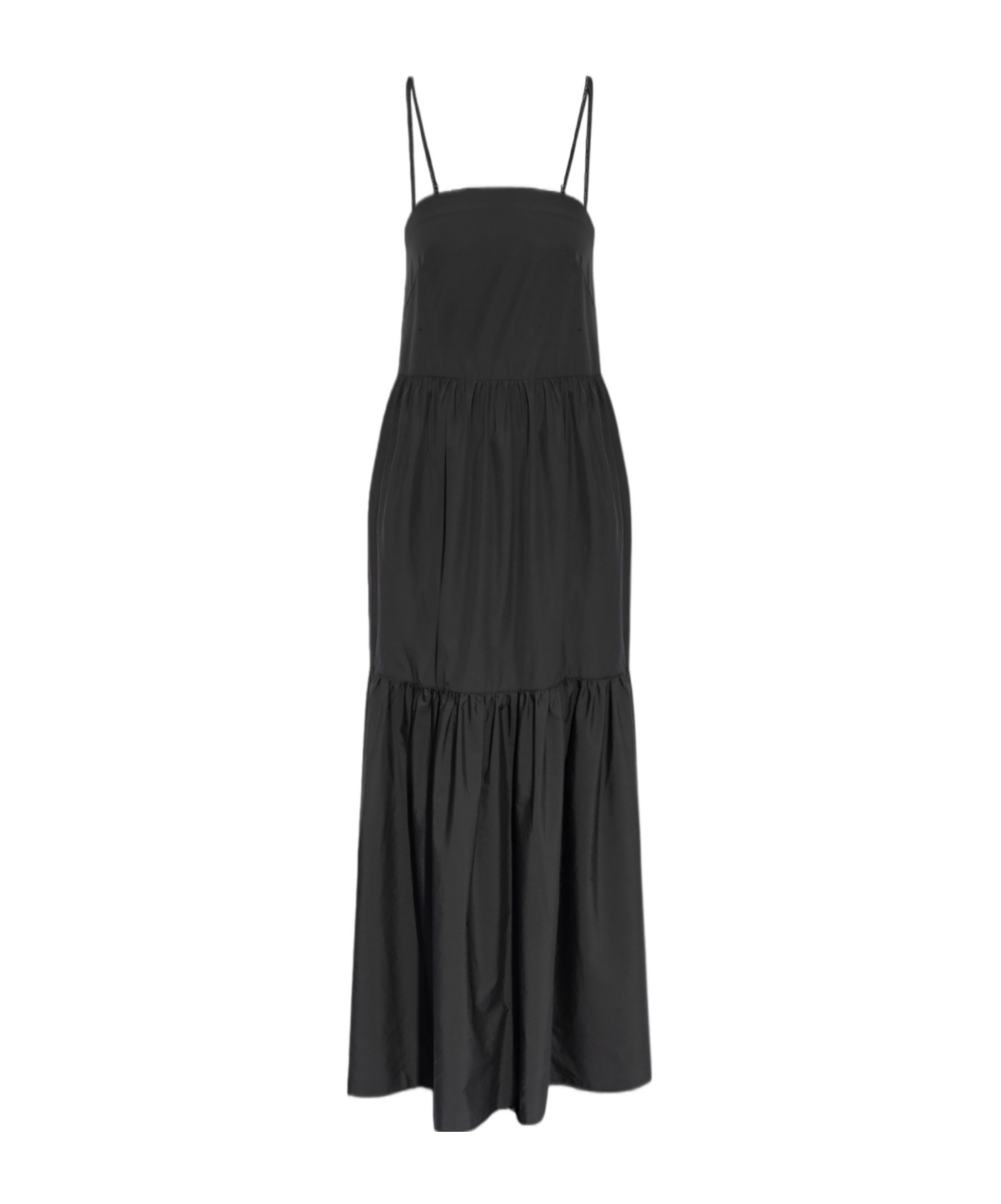 Rag & Bone Sage Tiered Cotton-poplin Maxi Dress In Black