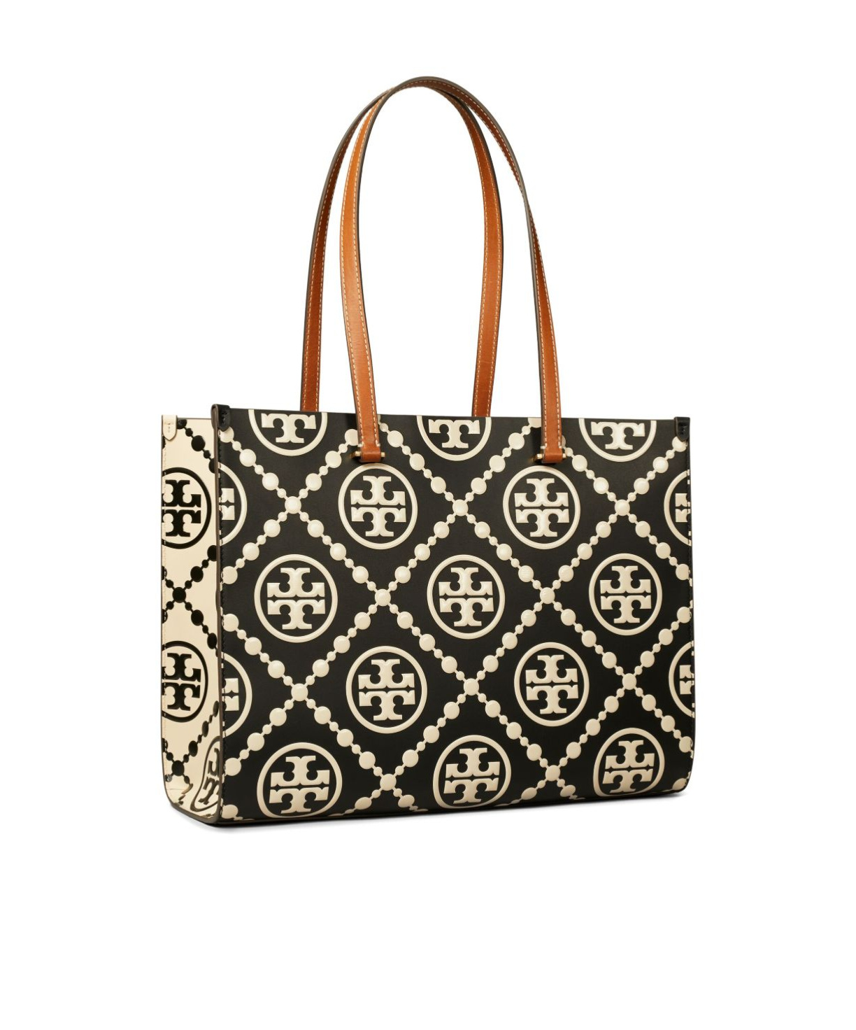 Tory Burch Contrast Embossed Tote Bag In Black