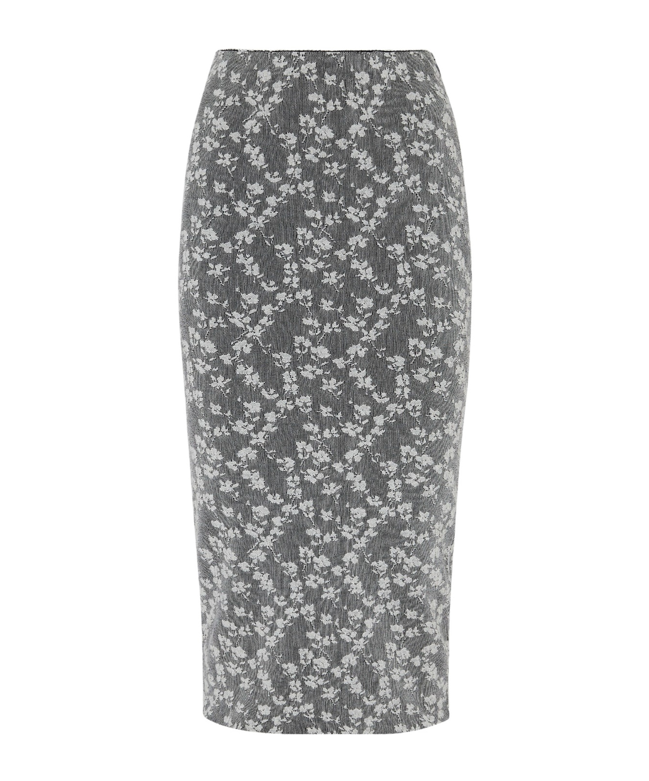 Fendi High-waisted Knit Knee-length Skirt With All-over Pattern In Black