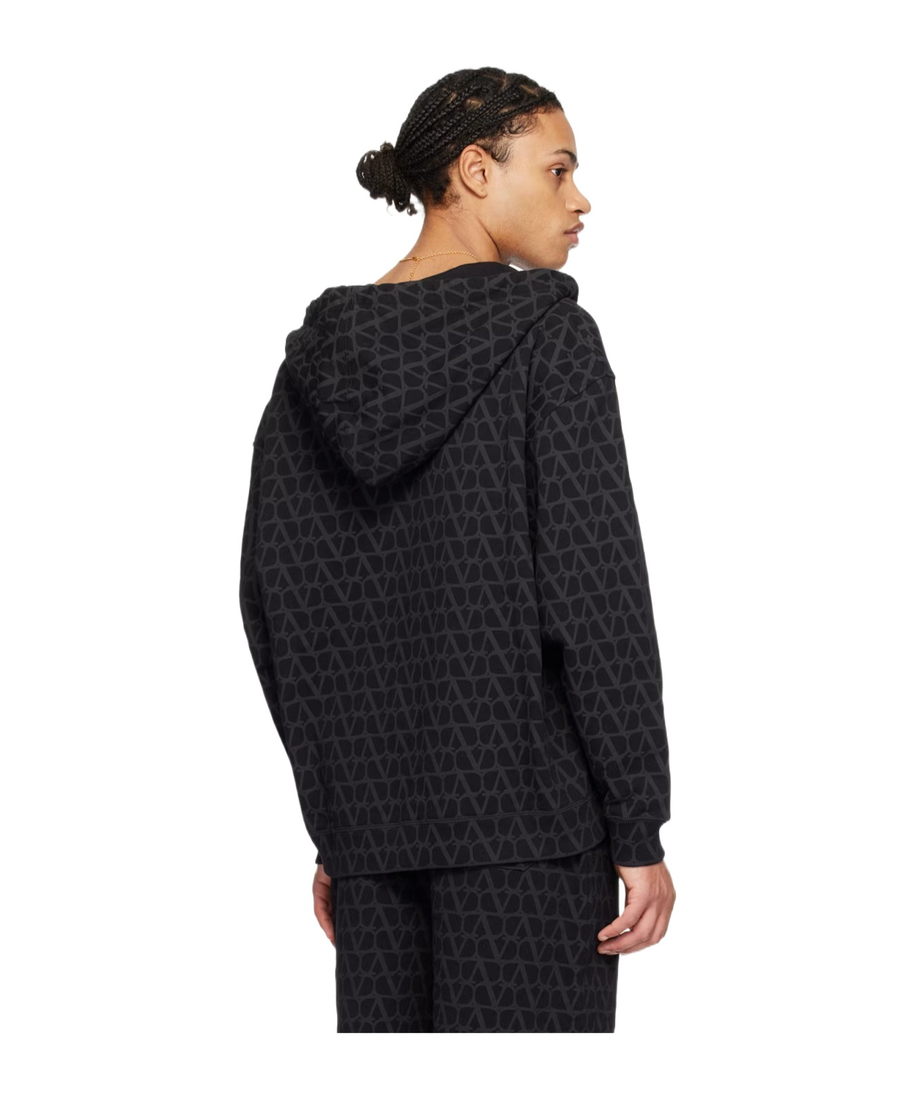 Valentino Toile Iconographe Print Zip-up Hoodie In Black