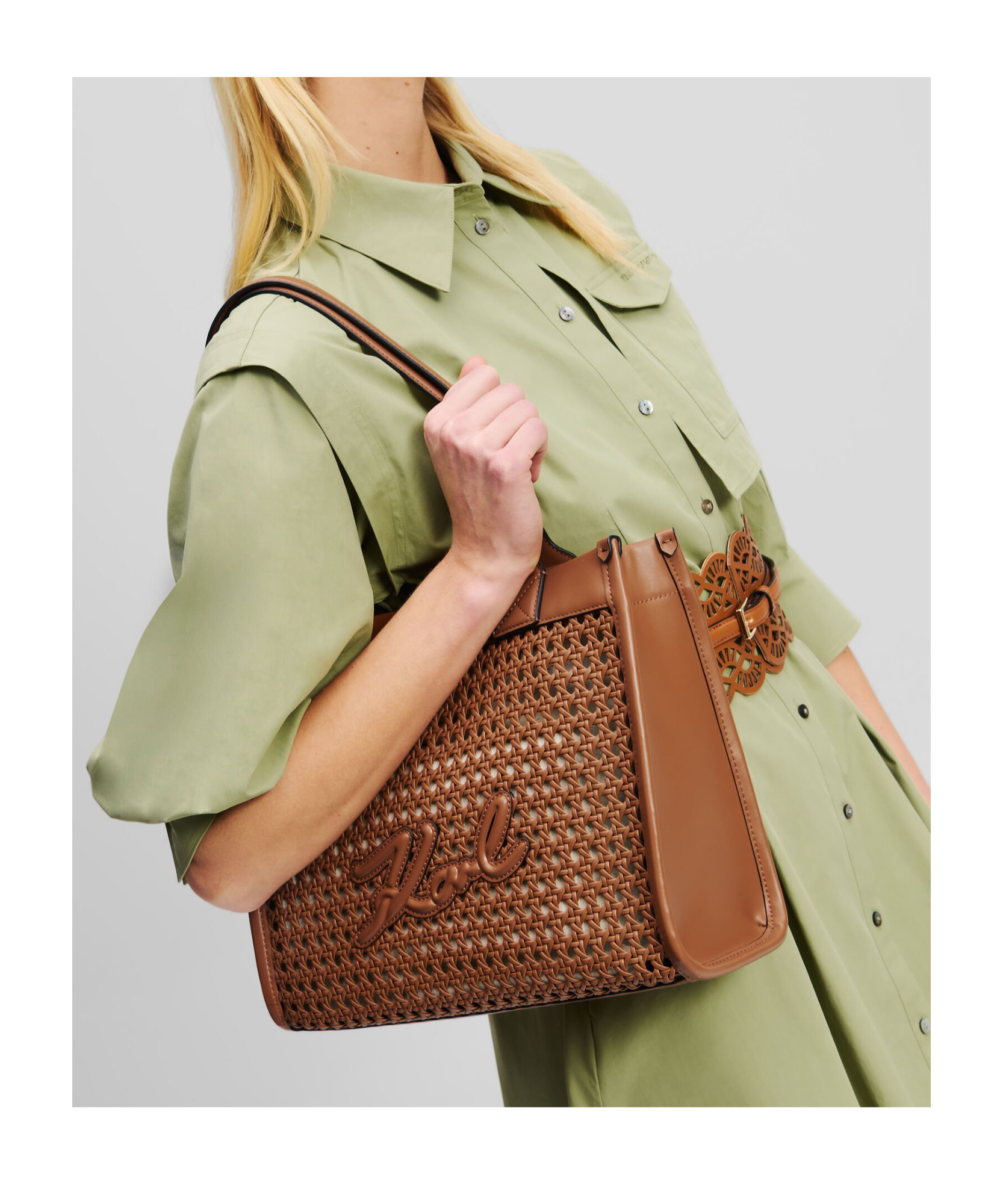 Karl Lagerfeld Medium K/skuare Shoulder Bag In Brown