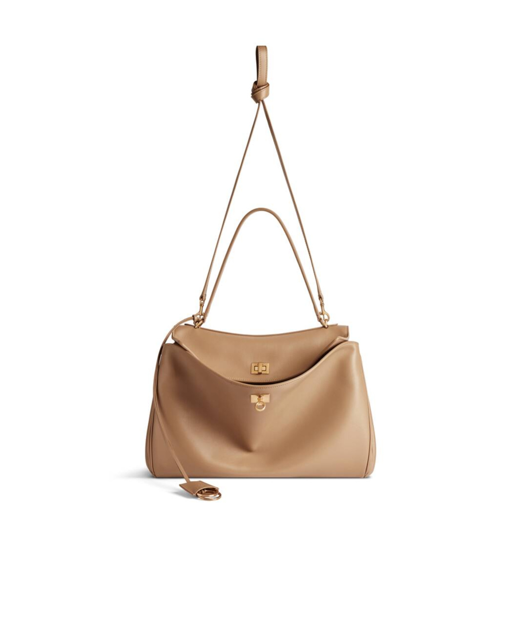 Balenciaga Rodeo Medium Leather Top-handle Bag In Nude